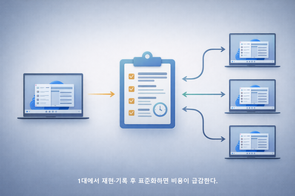 1대에서 재현·기록 후 표준화하면 비용이 급감한다 1