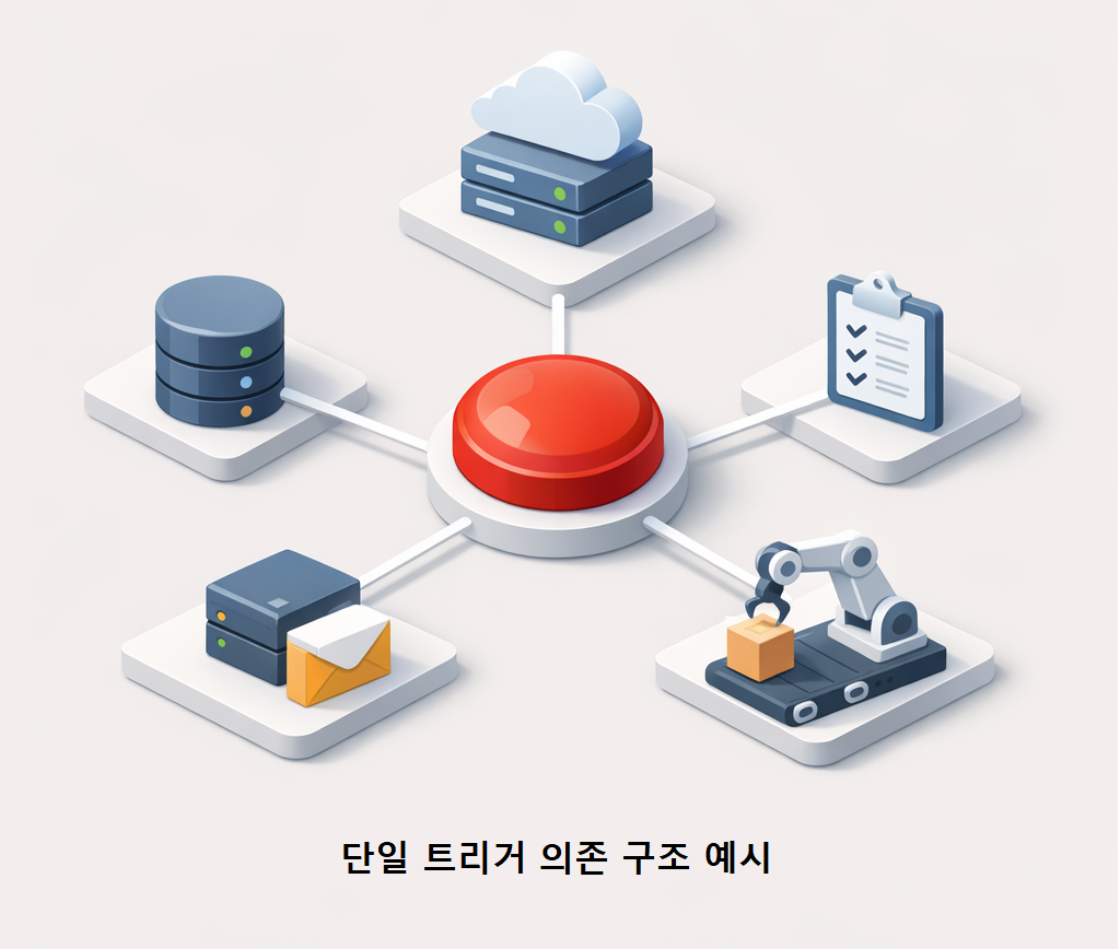 단일 트리거 의존 구조 예시