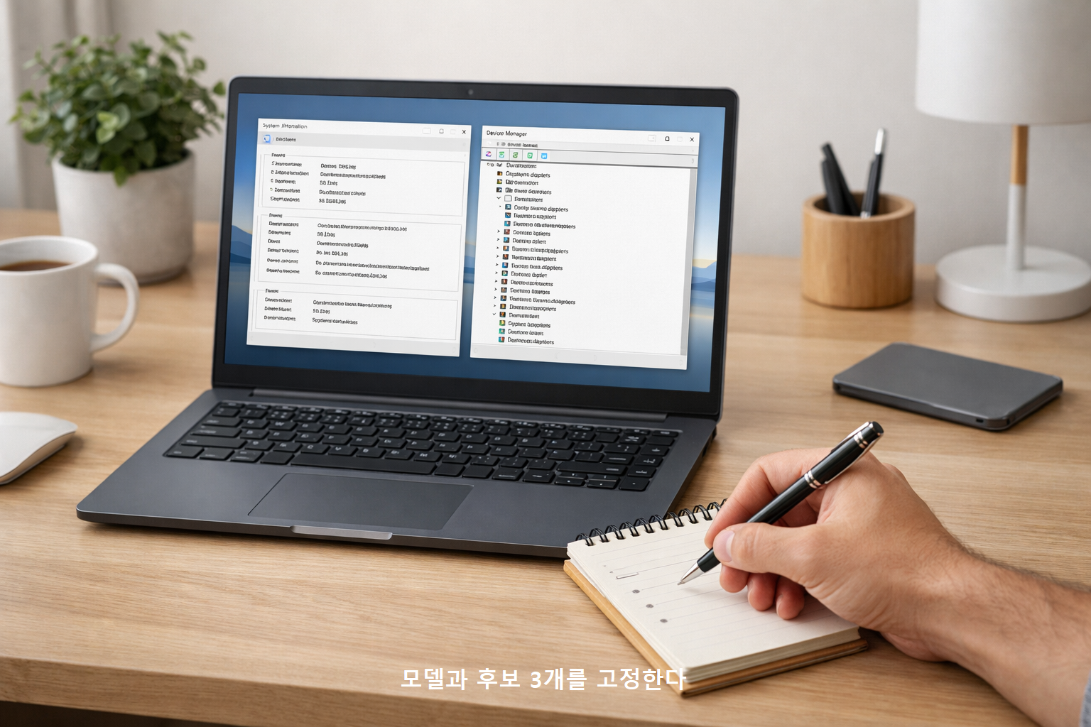 모델과 후보 3개를 고정한다 1