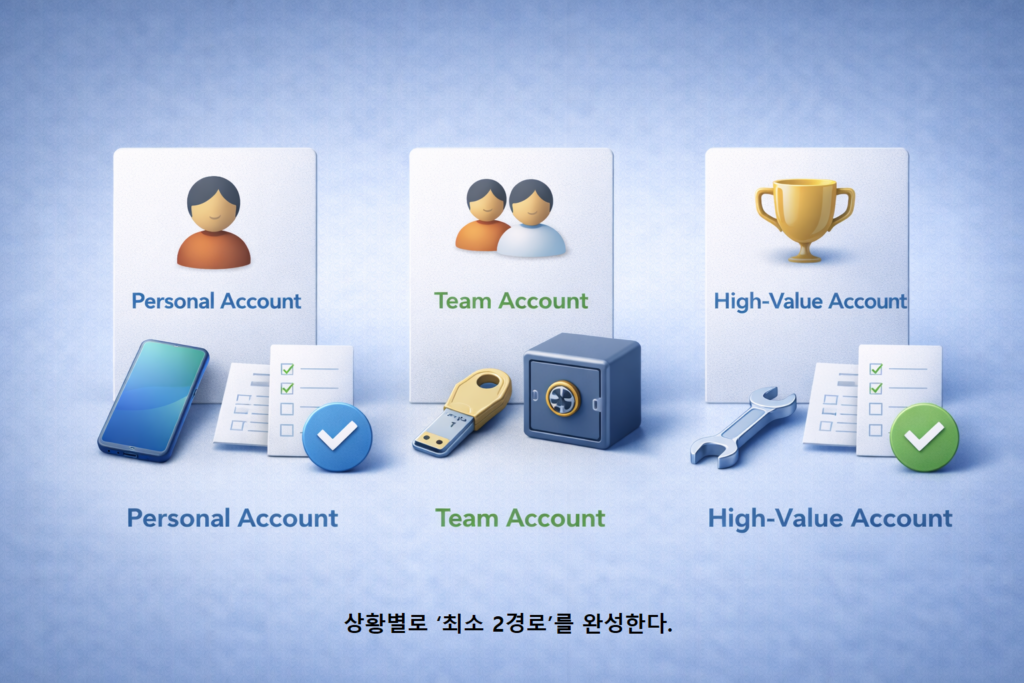 상황별로 ‘최소 2경로를 완성한다 1