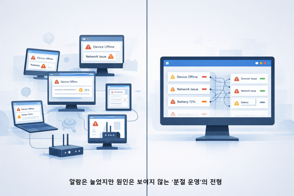 알람은 늘었지만 원인은 보이지 않는 ‘분절 운영의 전형 1