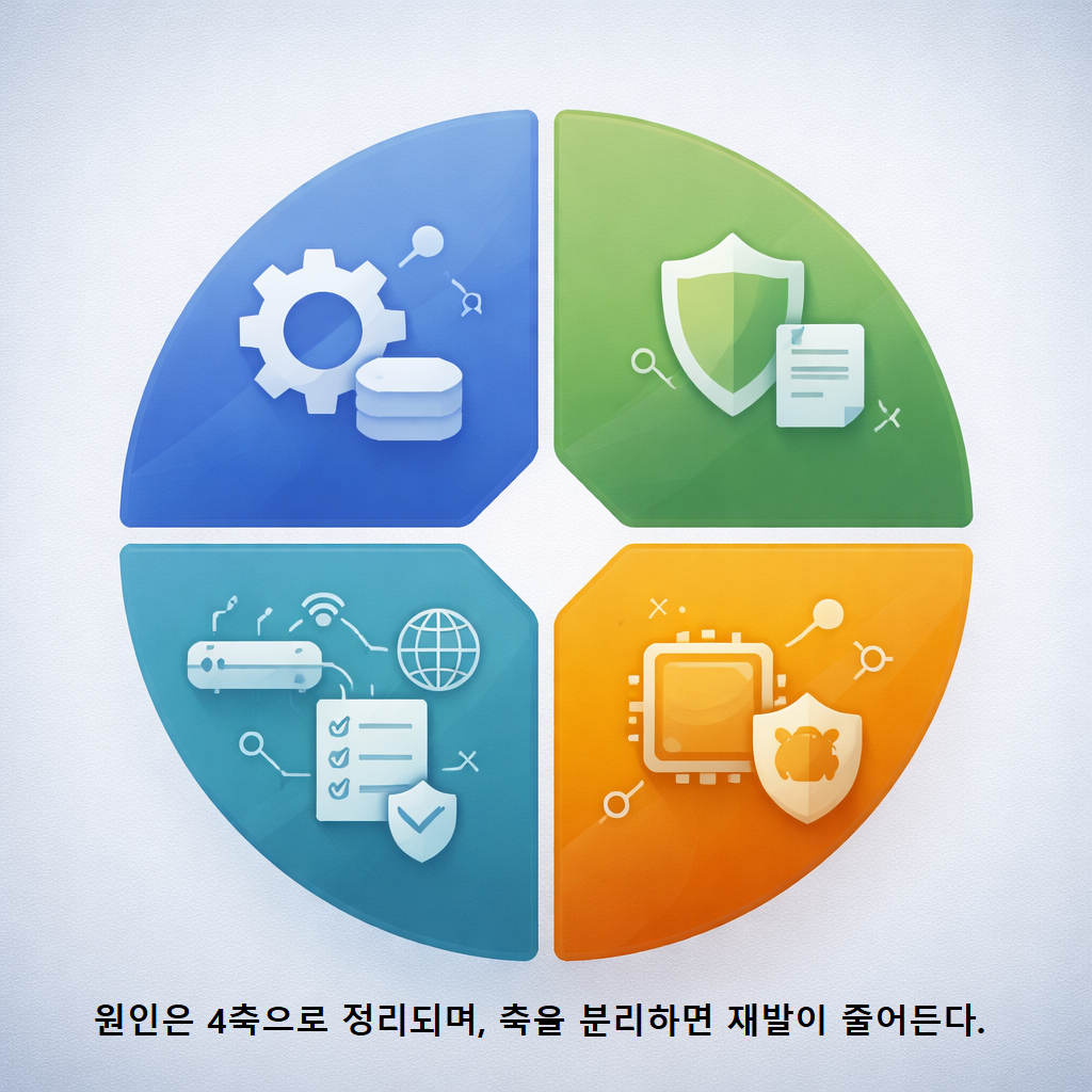 원인은 4축으로 정리되며 축을 분리하면 재발이 줄어든다 1