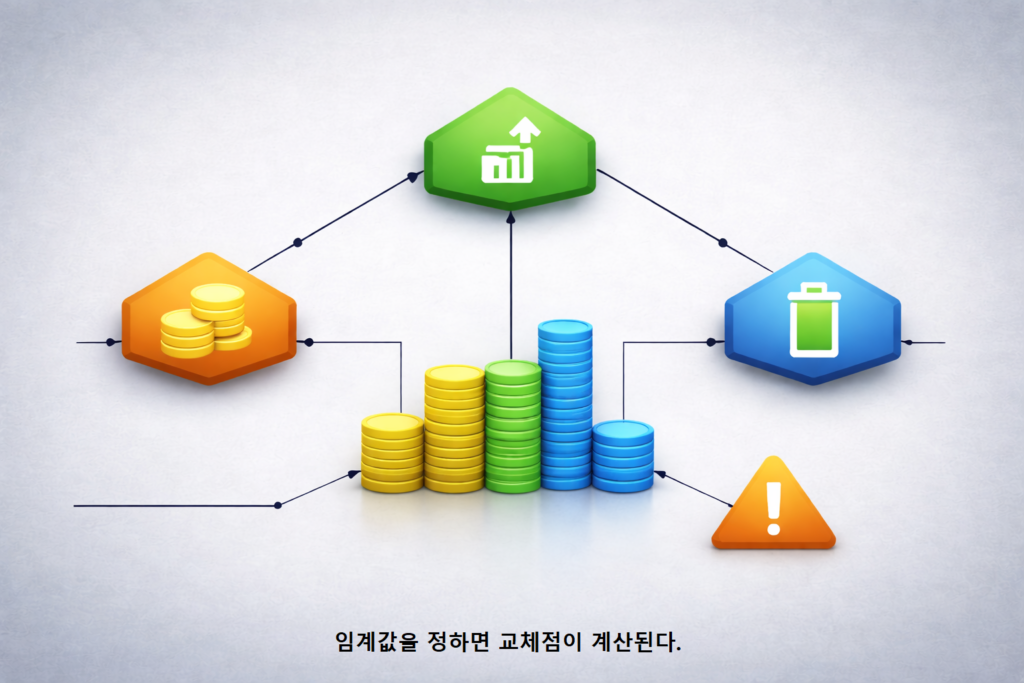 임계값을 정하면 교체점이 계산된다 1