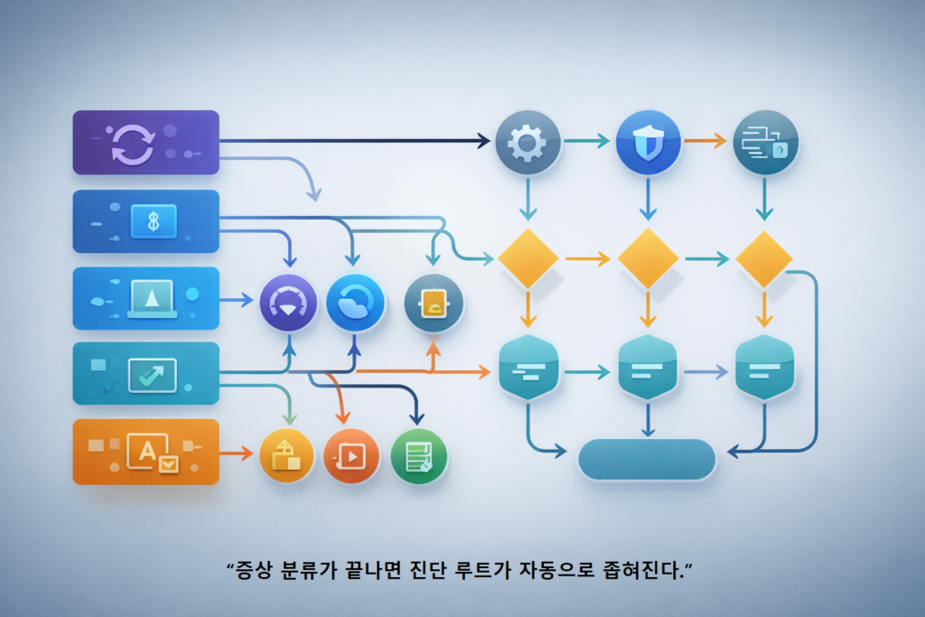 증상 분류가 끝나면 진단 루트가 자동으로 좁혀진다 1