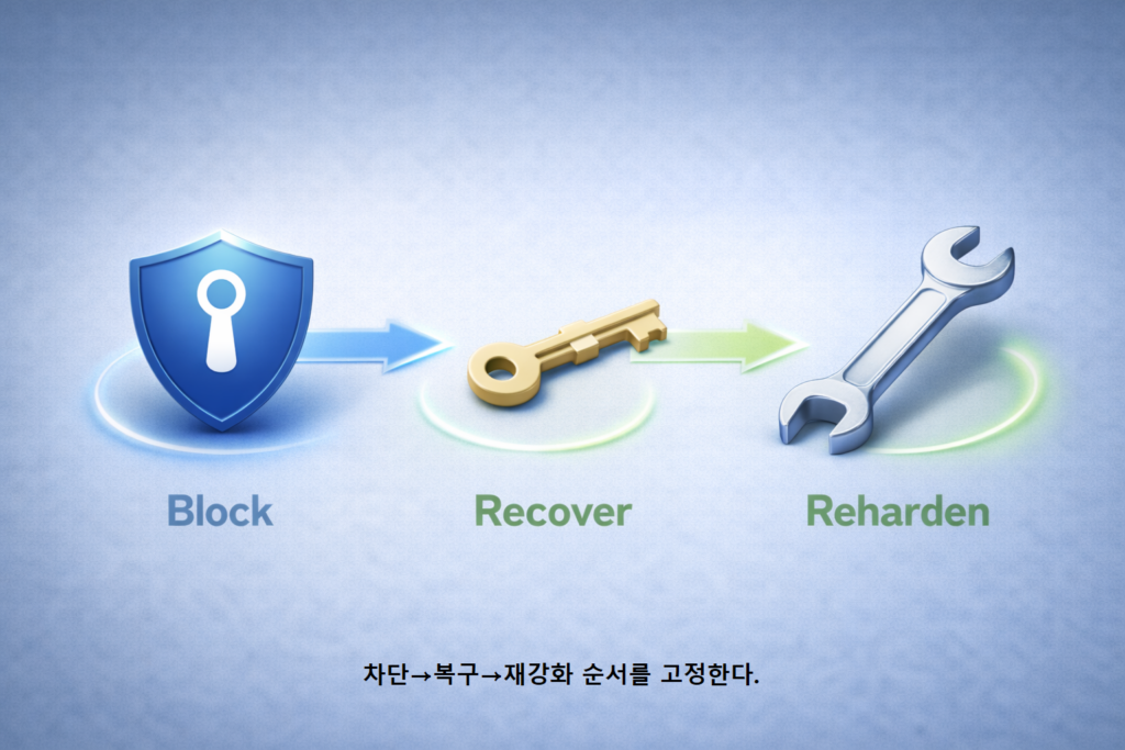 차단→복구→재강화 순서를 고정한다 1