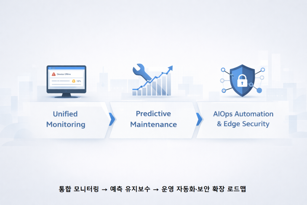 통합 모니터링 → 예측 유지보수 → 운영 자동화·보안 확장 로드맵 1