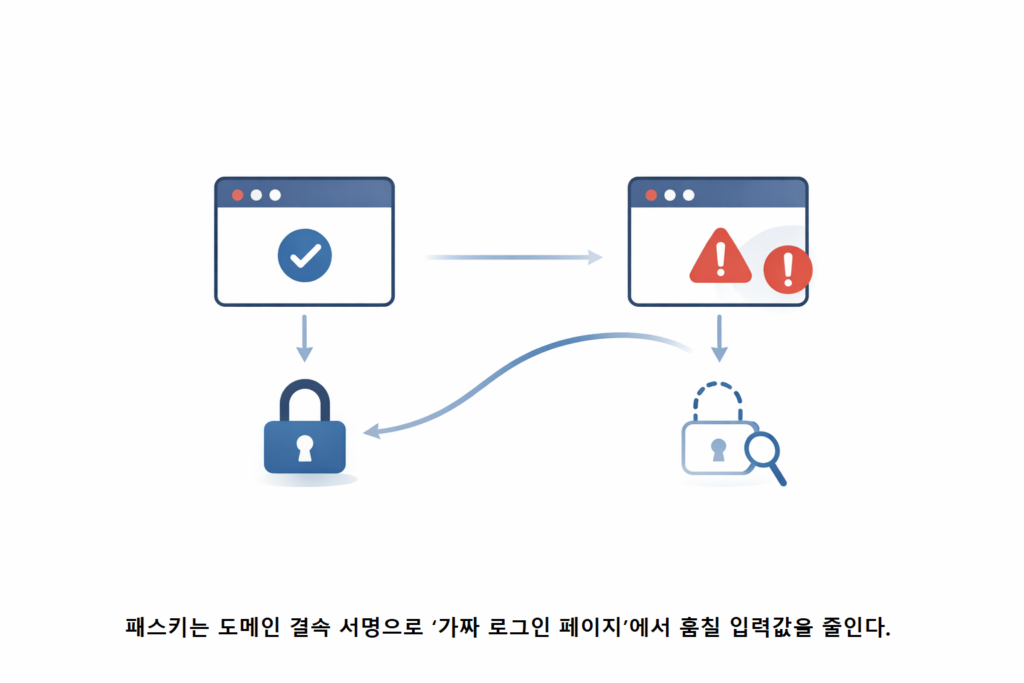 패스키는 도메인 결속 서명으로 ‘가짜 로그인 페이지에서 훔칠 입력값을 줄인다 1
