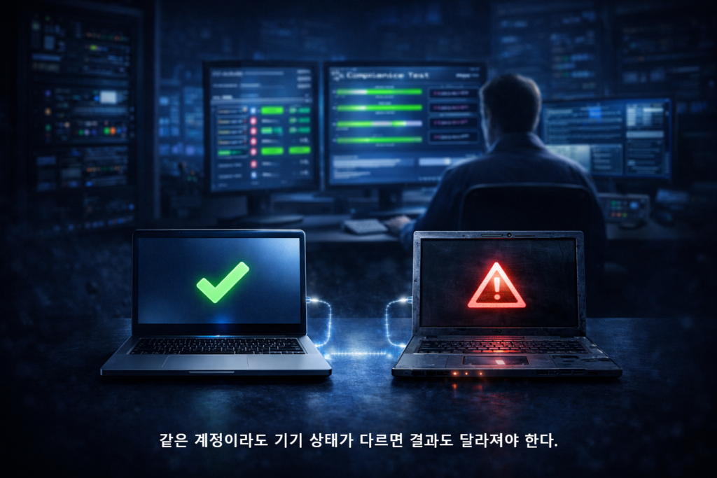 같은 계정이라도 기기 상태가 다르면 결과도 달라져야 한다