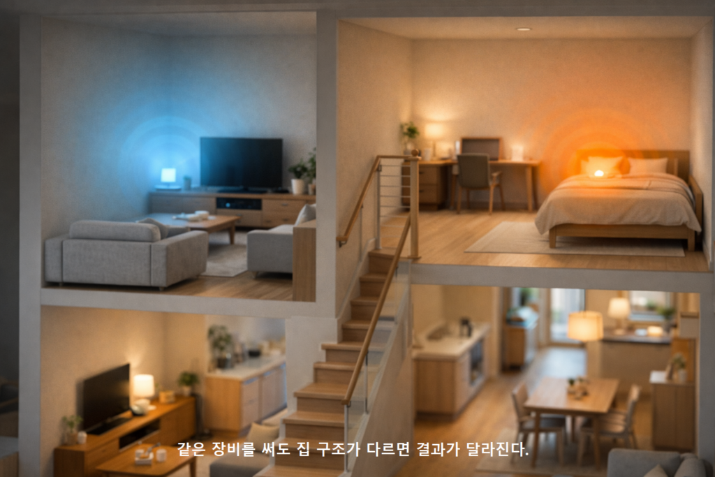 같은 장비를 써도 집 구조가 다르면 결과가 달라진다