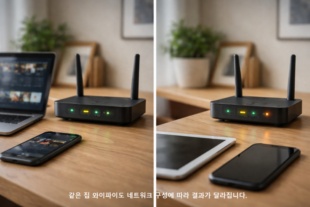 같은 집 와이파이도 네트워크 구성에 따라 결과가 달라집니다