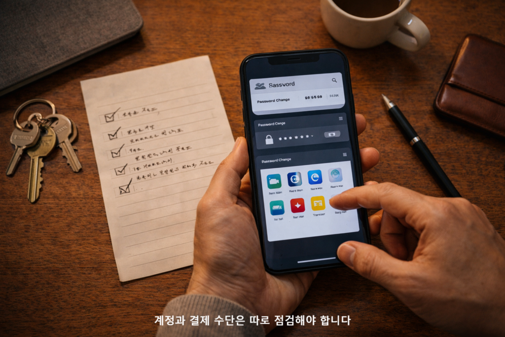 계정과 결제 수단은 따로 점검해야 합니다
