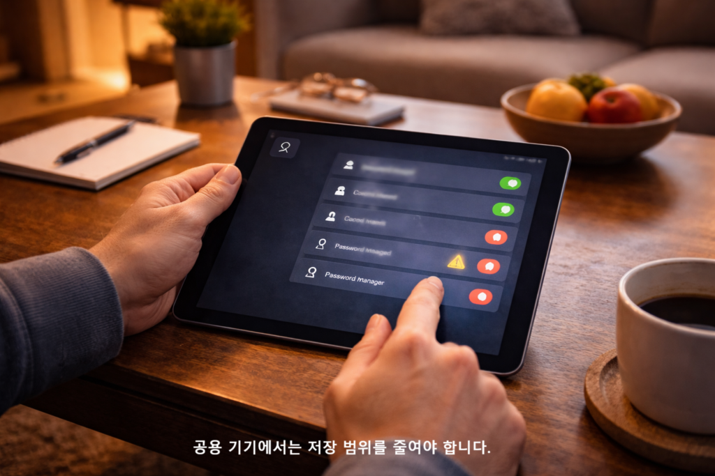 공용 기기에서는 저장 범위를 줄여야 합니다