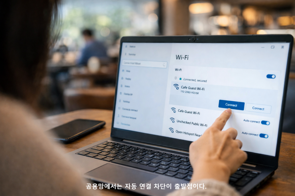 공용망에서는 자동 연결 차단이 출발점이다