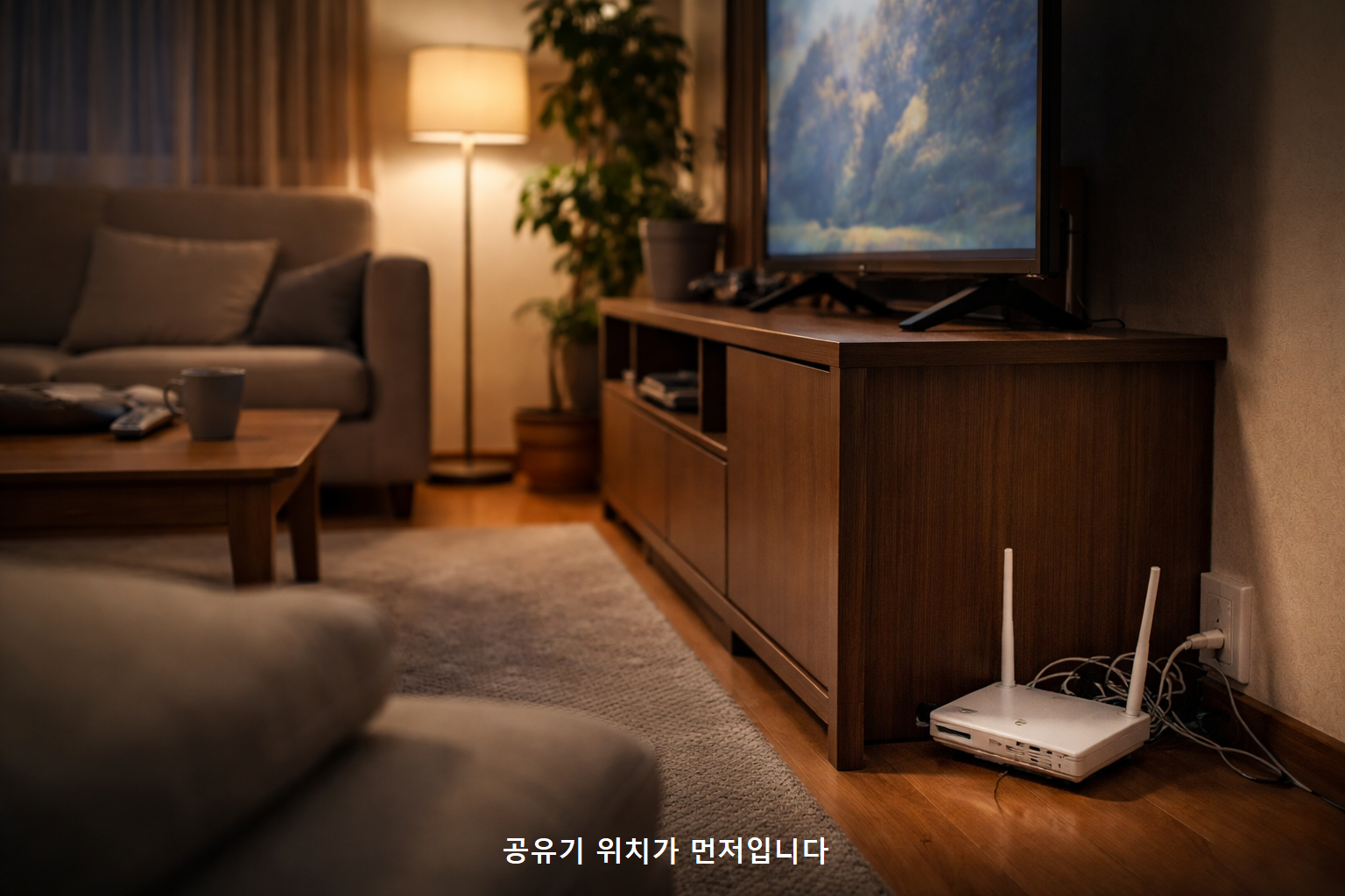 공유기 위치가 먼저입니다