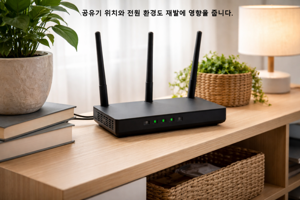공유기 위치와 전원 환경도 재발에 영향을 줍니다