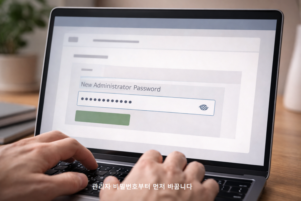 관리자 비밀번호부터 먼저 바꿉니다