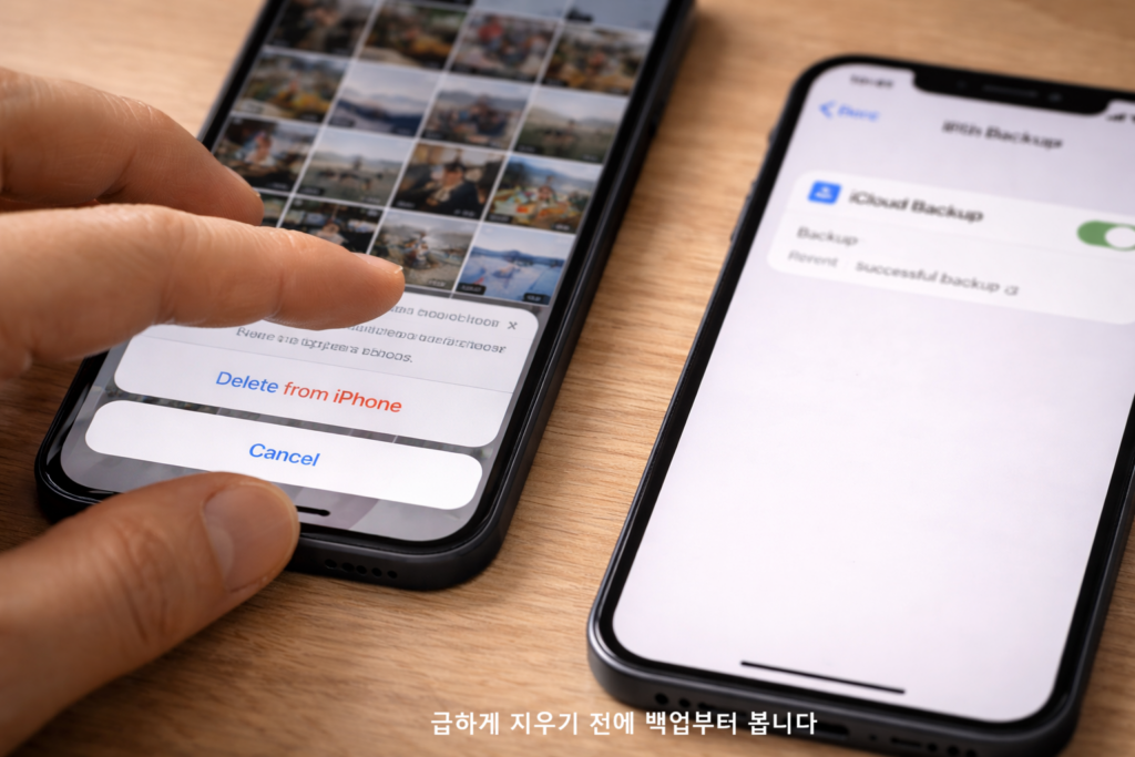 급하게 지우기 전에 백업부터 봅니다