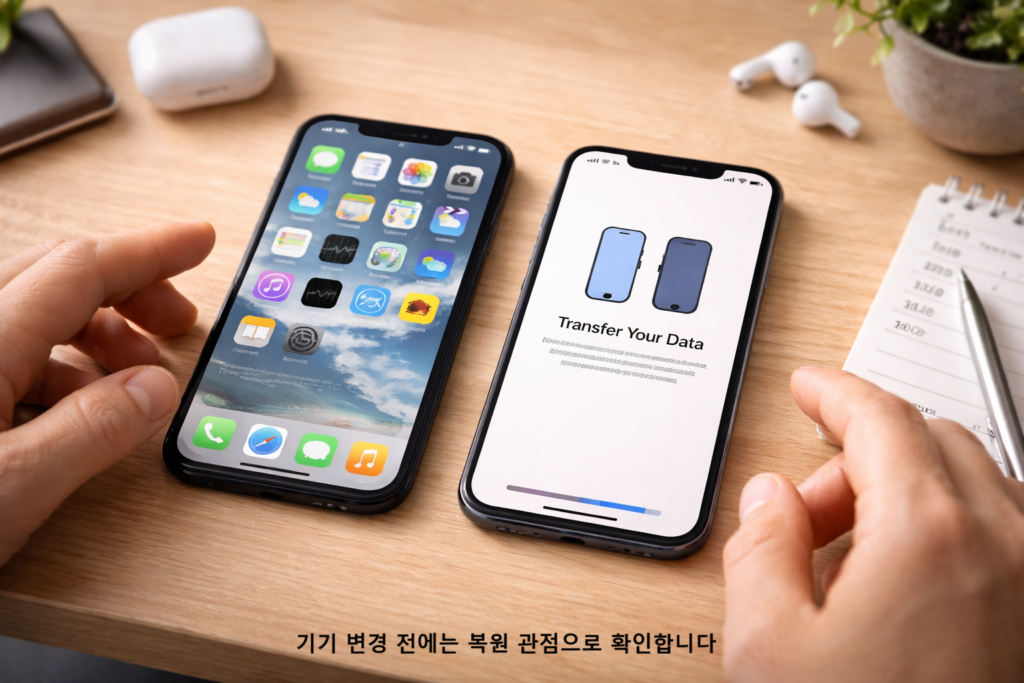 기기 변경 전에는 복원 관점으로 확인합니다