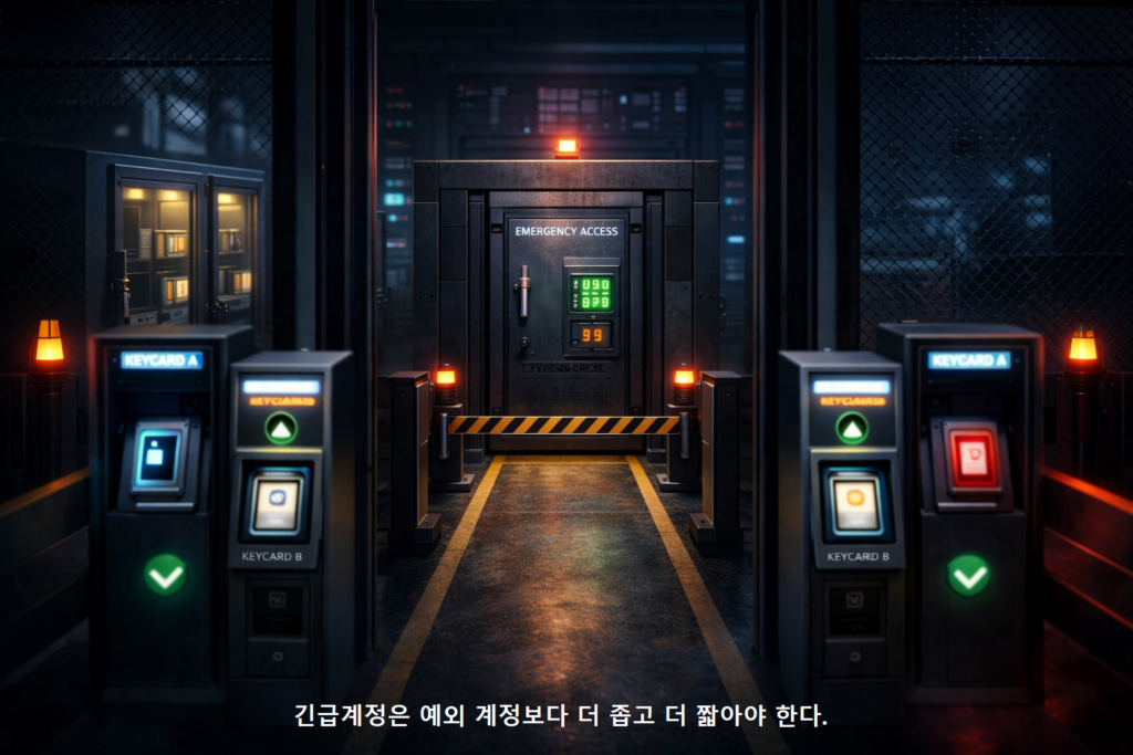 긴급계정은 예외 계정보다 더 좁고 더 짧아야 한다