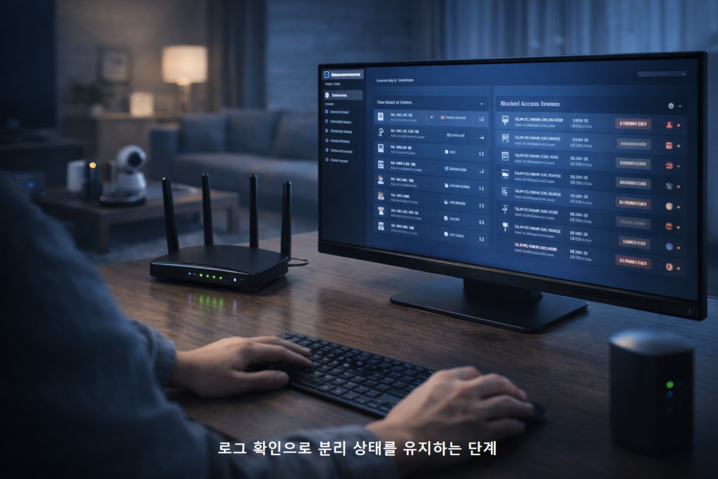 로그 확인으로 분리 상태를 유지하는 단계