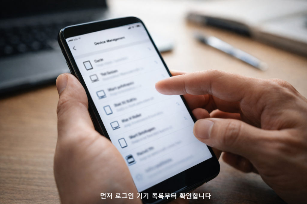 먼저 로그인 기기 목록부터 확인합니다