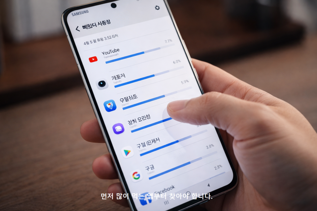 먼저 많이 먹는 앱부터 찾아야 합니다