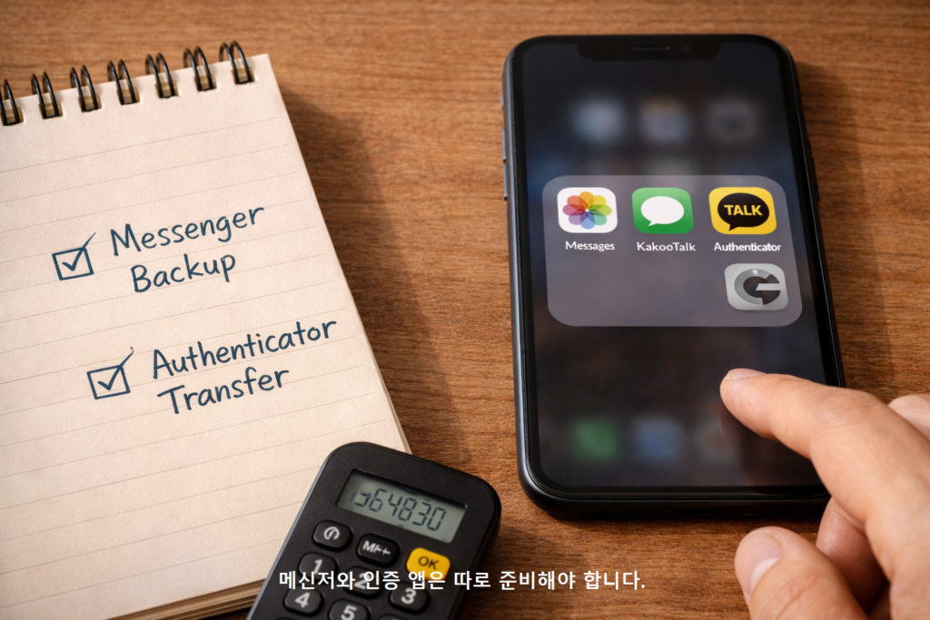 메신저와 인증 앱은 따로 준비해야 합니다