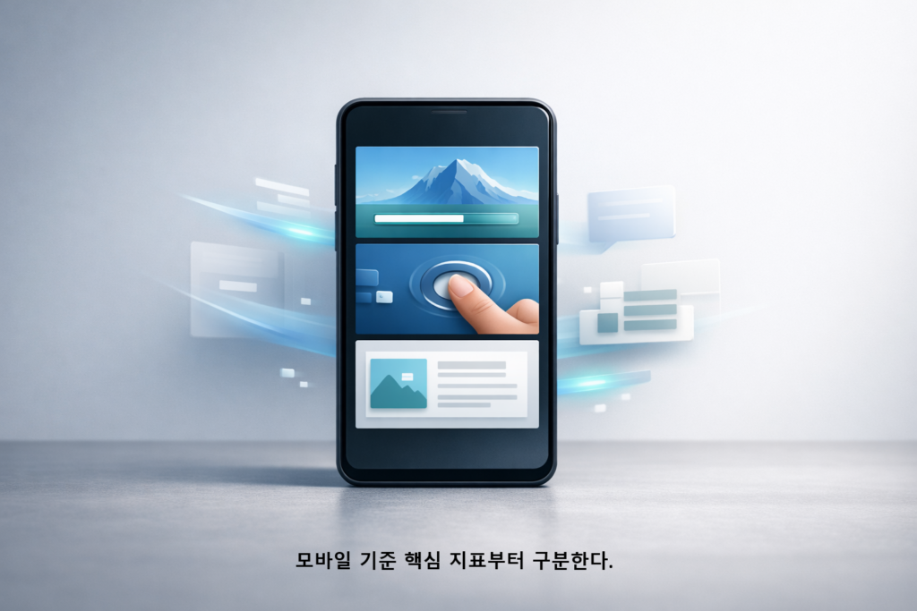 모바일 기준 핵심 지표부터 구분한다