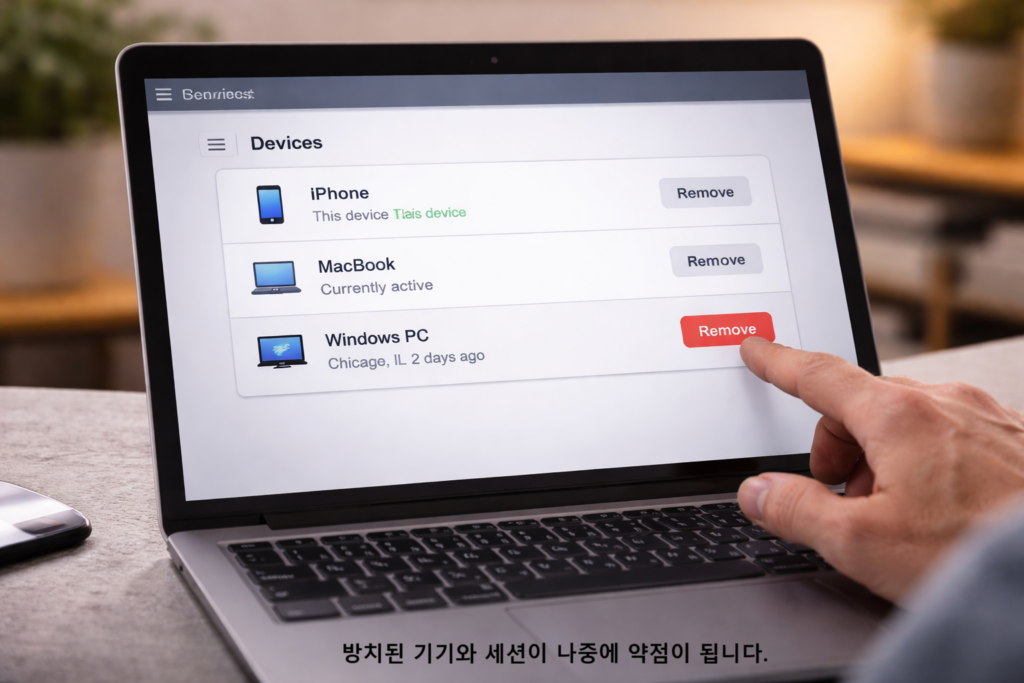 방치된 기기와 세션이 나중에 약점이 됩니다