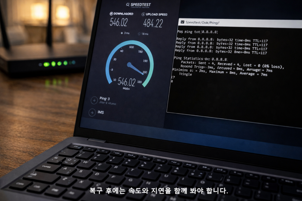 복구 후에는 속도와 지연을 함께 봐야 합니다