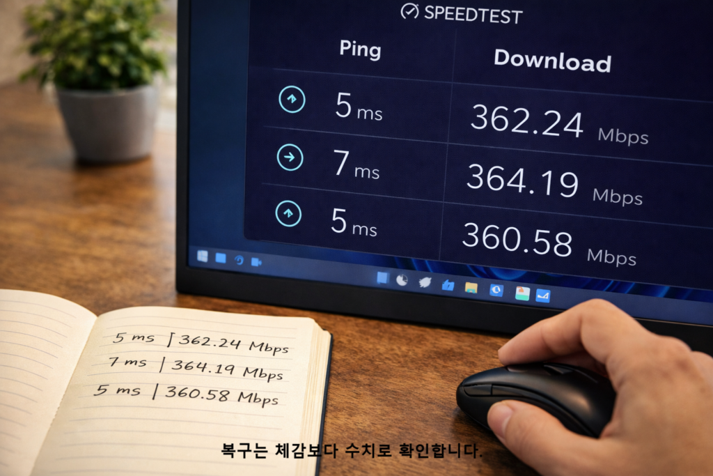 복구는 체감보다 수치로 확인합니다
