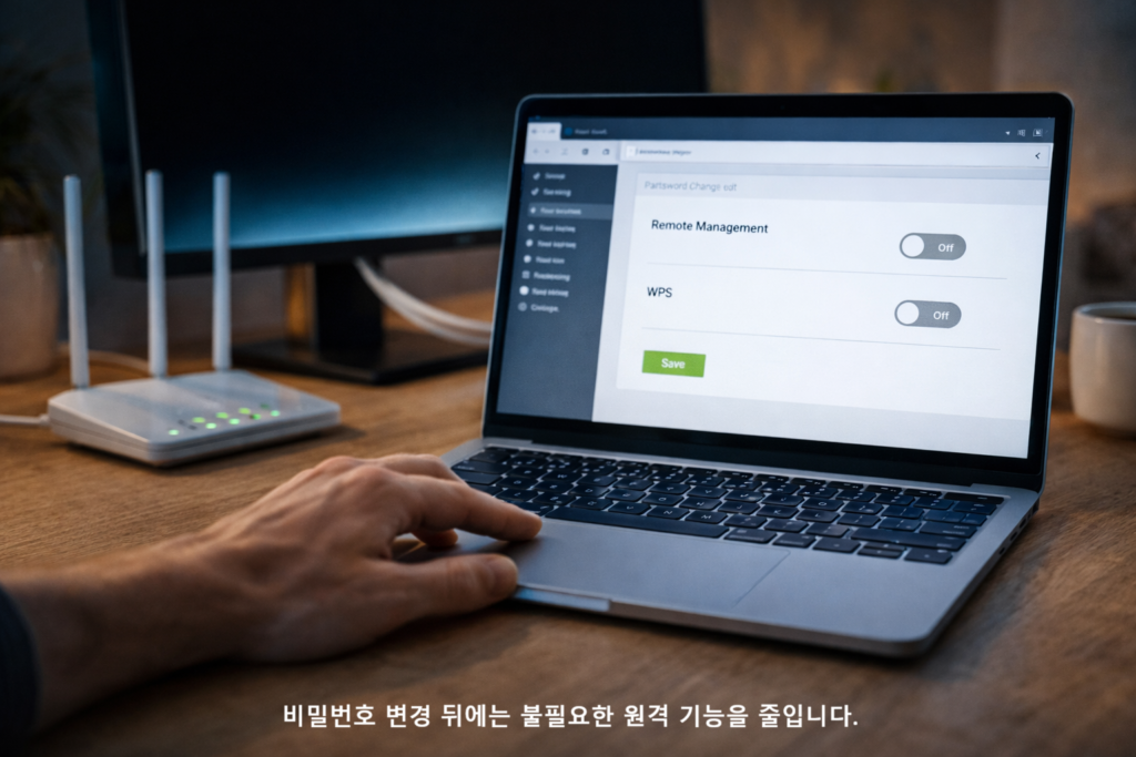 비밀번호 변경 뒤에는 불필요한 원격 기능을 줄입니다