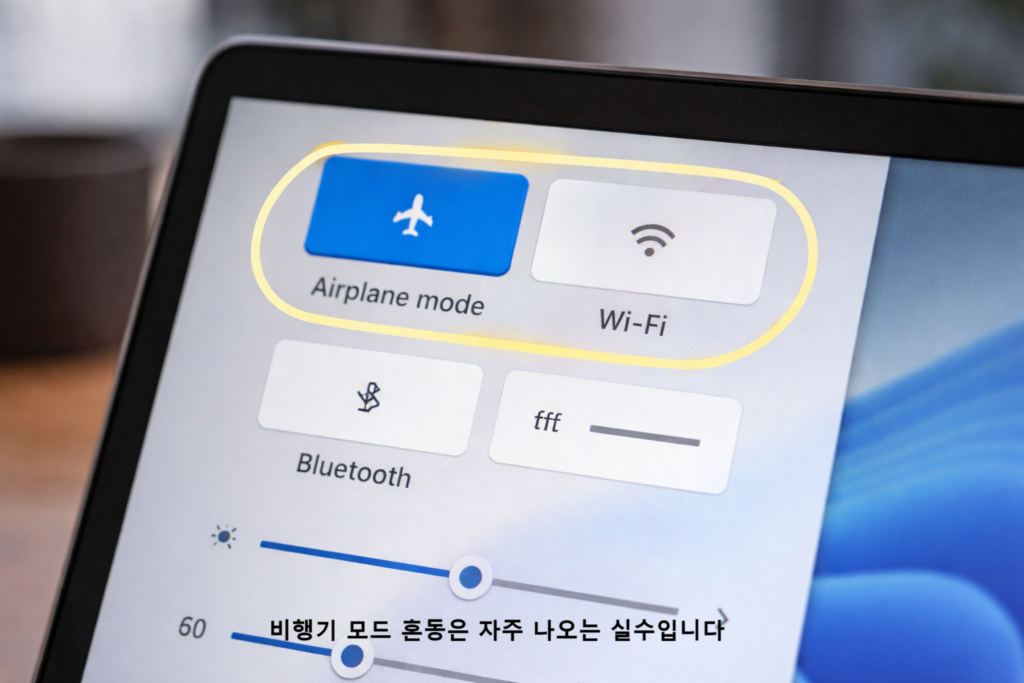 비행기 모드 혼동은 자주 나오는 실수입니다