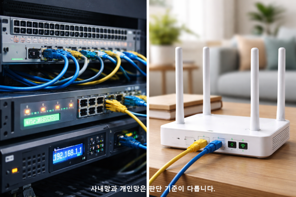 사내망과 개인망은 판단 기준이 다릅니다