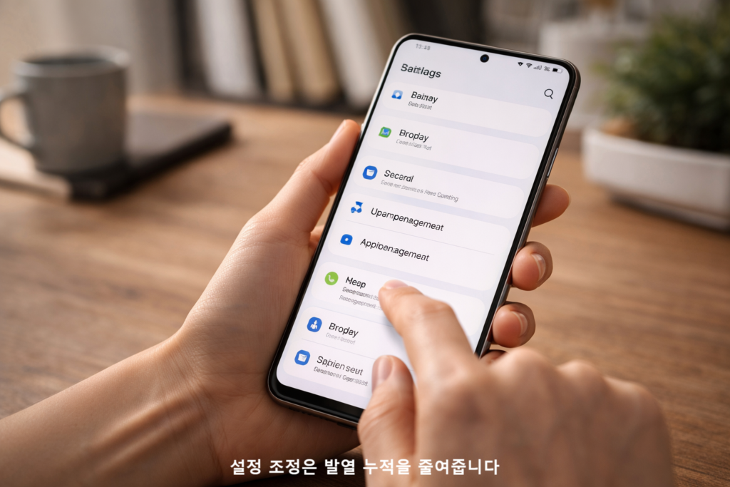 설정 조정은 발열 누적을 줄여줍니다