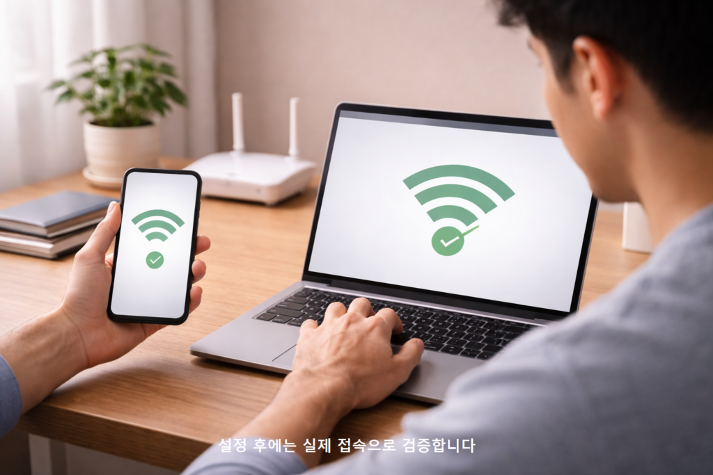 설정 후에는 실제 접속으로 검증합니다