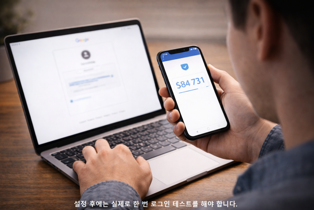 설정 후에는 실제로 한 번 로그인 테스트를 해야 합니다