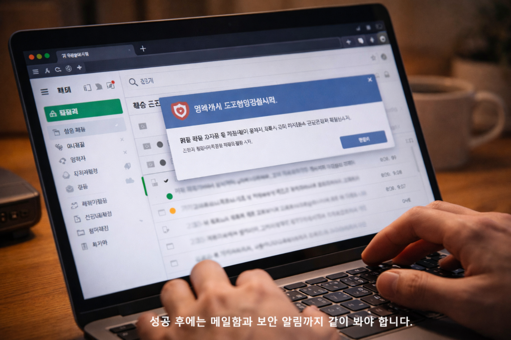 성공 후에는 메일함과 보안 알림까지 같이 봐야 합니다