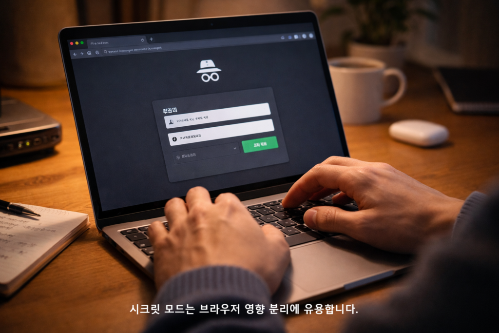 시크릿 모드는 브라우저 영향 분리에 유용합니다