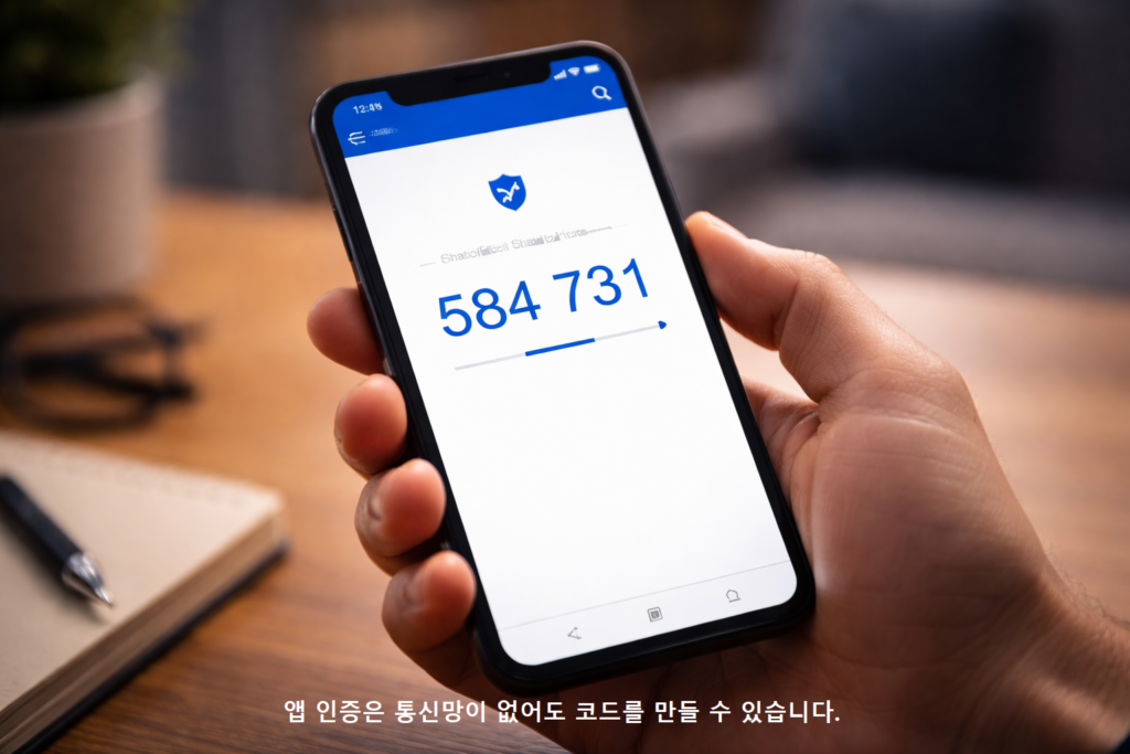 앱 인증은 통신망이 없어도 코드를 만들 수 있습니다