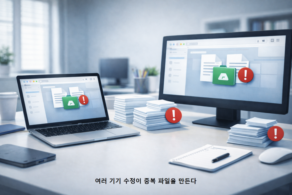 여러 기기 수정이 중복 파일을 만든다 1