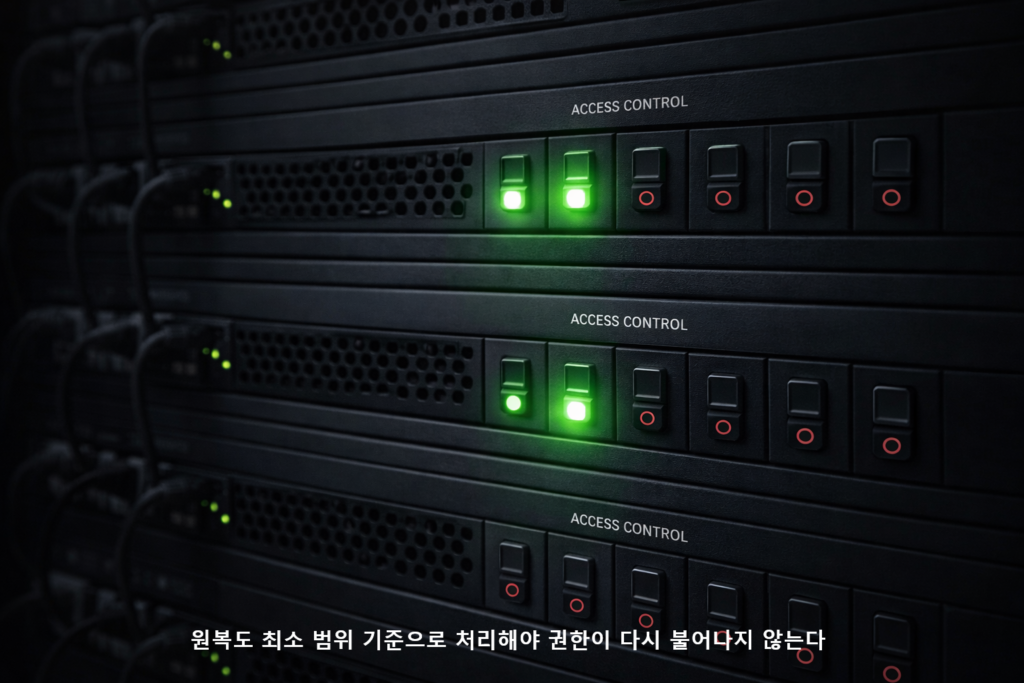 원복도 최소 범위 기준으로 처리해야 권한이 다시 불어나지 않는다
