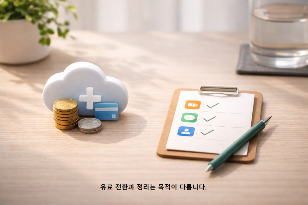 유료 전환과 정리는 목적이 다릅니다
