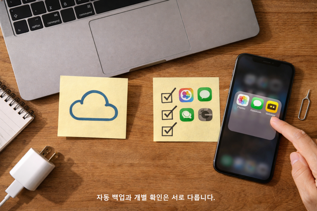 자동 백업과 개별 확인은 서로 다릅니다