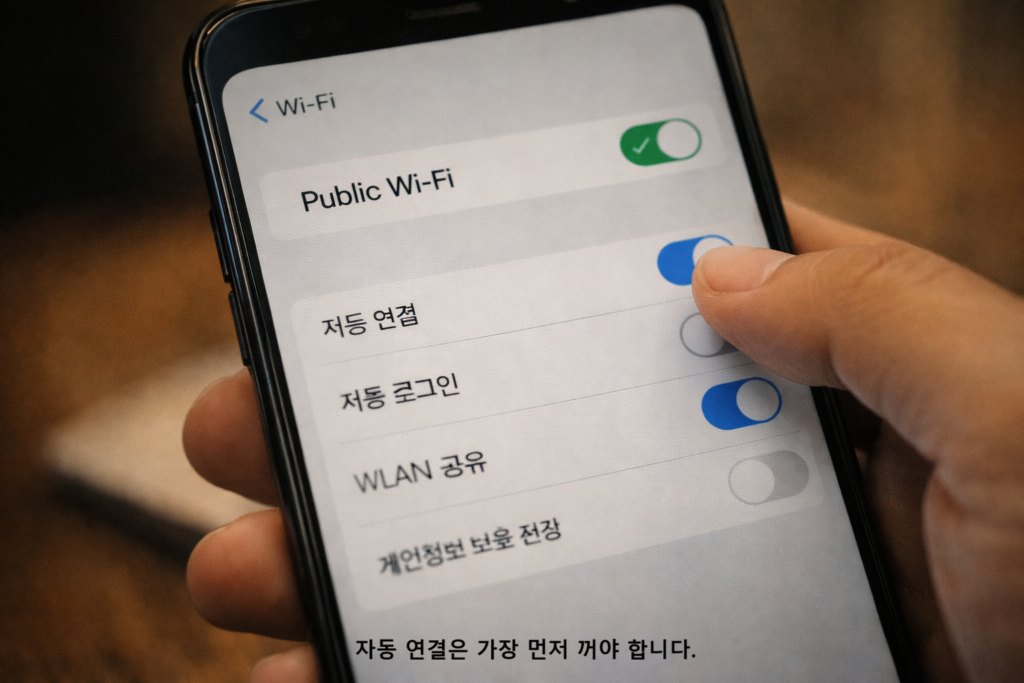 자동 연결은 가장 먼저 꺼야 합니다