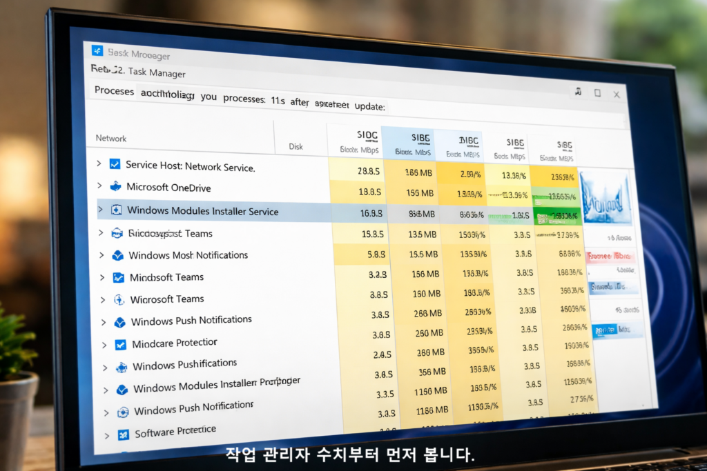 작업 관리자 수치부터 먼저 봅니다