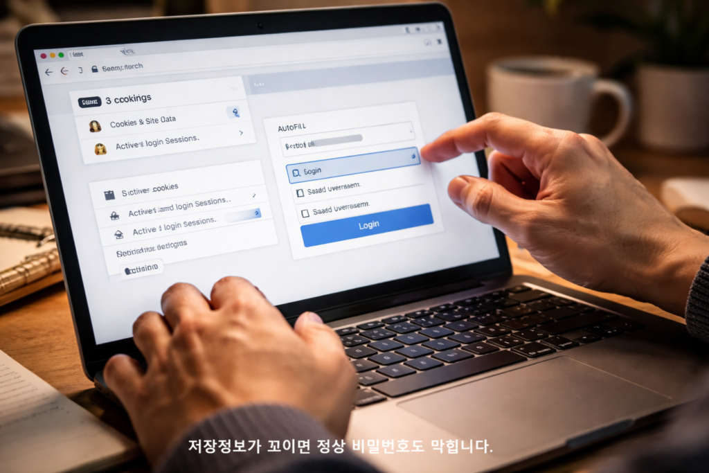 저장정보가 꼬이면 정상 비밀번호도 막힙니다