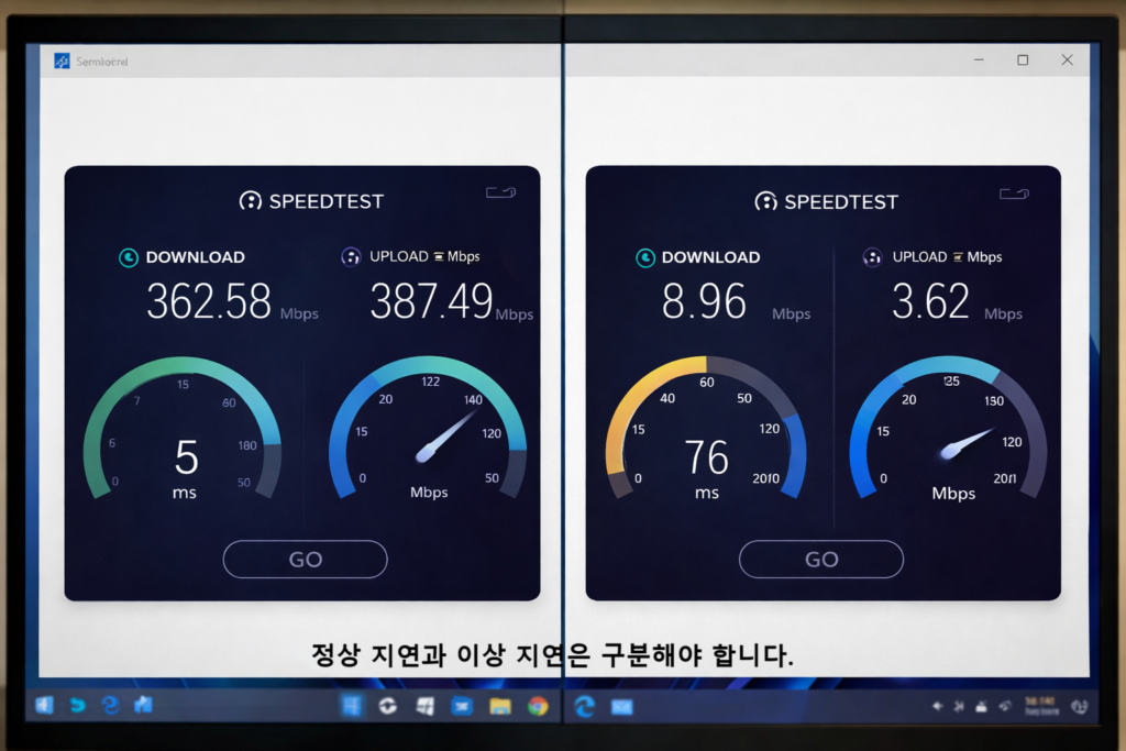 정상 지연과 이상 지연은 구분해야 합니다