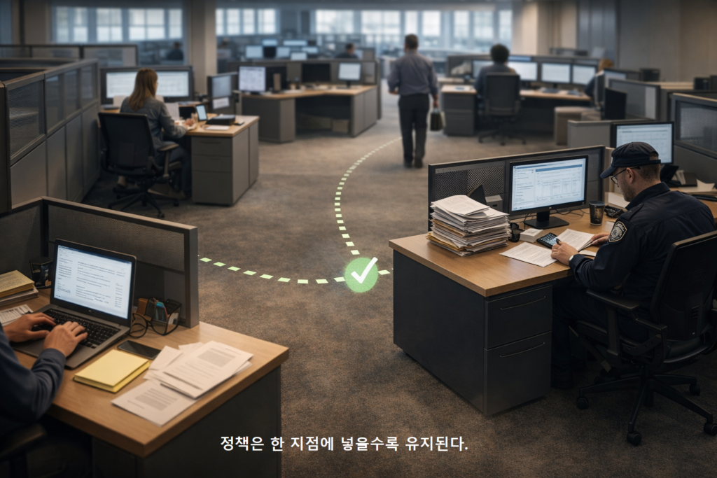 정책은 한 지점에 넣을수록 유지된다