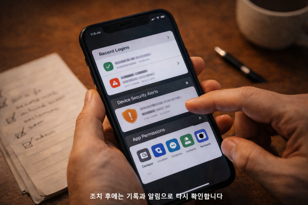 조치 후에는 기록과 알림으로 다시 확인합니다